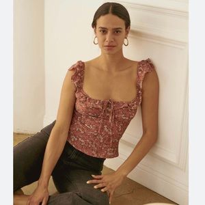 Whimsy & Row Nina Top in Rhubarb Floral